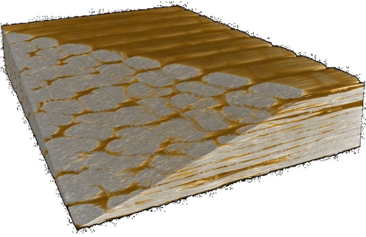 Mittels VARI-Verfahren hergestellte Faser- Matrix-Komposite (Glasfasern/Epoxymatrix): Röntgentomographische Darstellung